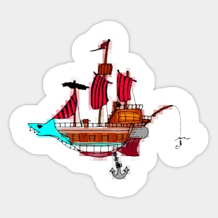 The Shark Ship Sticker